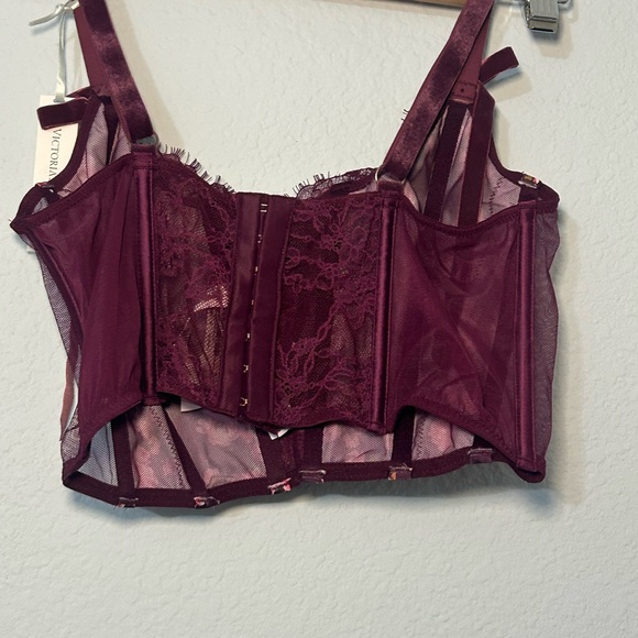Victoria's Secret Floral Lace-Up Tank Top - Burgundy and Pink - Picture 4 of 8